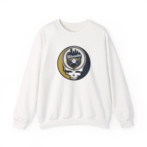 Grateful Dead - Milwaukee Brewers Stealie Grateful Dead Crewneck Sweatshirt - MLB - StealieShop